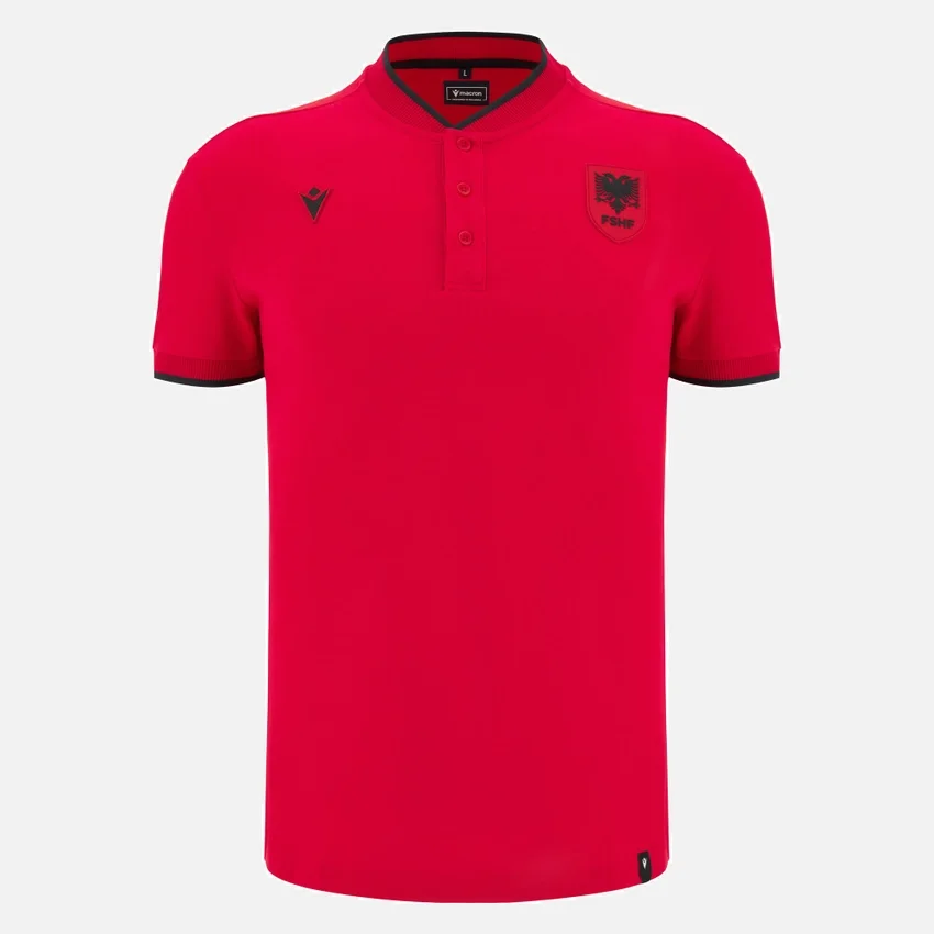 Albanien Nationalmannschaft FSHF 2026/27 Erwachsenen-Reise-Poloshirt in Rot Albanien Nationalmannschaft FSHF 2026/27 Erwachsenen-Reise-Poloshirt in Rot