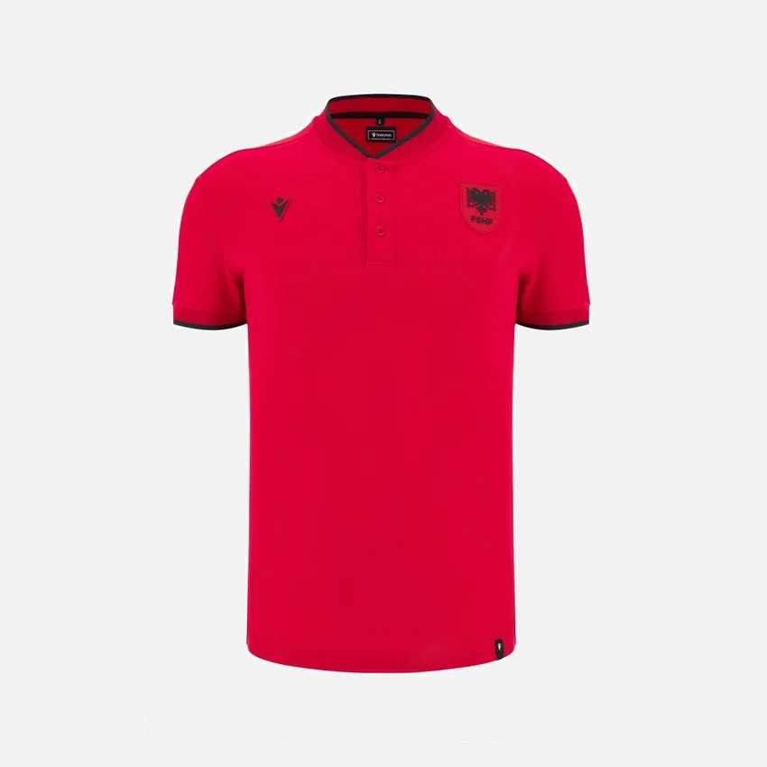 Albanien Nationalmannschaft FSHF 2026/27 Erwachsenen-Reise-Poloshirt in Rot Albanien Nationalmannschaft FSHF 2026/27 Erwachsenen-Reise-Poloshirt in Rot