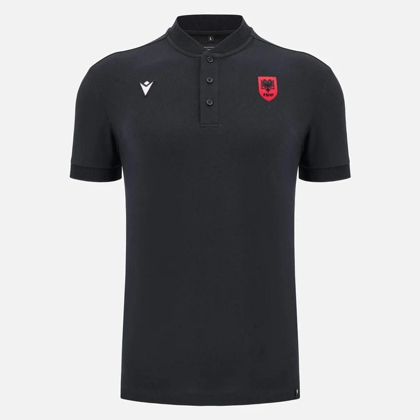Albanien Nationalmannschaft FSHF 2026/27 Reise-Poloshirt für Erwachsene, schwarz Albanien Nationalmannschaft FSHF 2026/27 Reise-Poloshirt für Erwachsene, schwarz