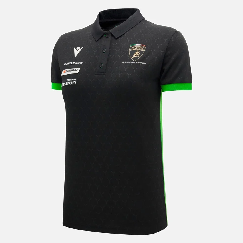 Automobili Lamborghini Squadra Corse Damen-Poloshirt in Schwarz Automobili Lamborghini Squadra Corse Damen-Poloshirt in Schwarz