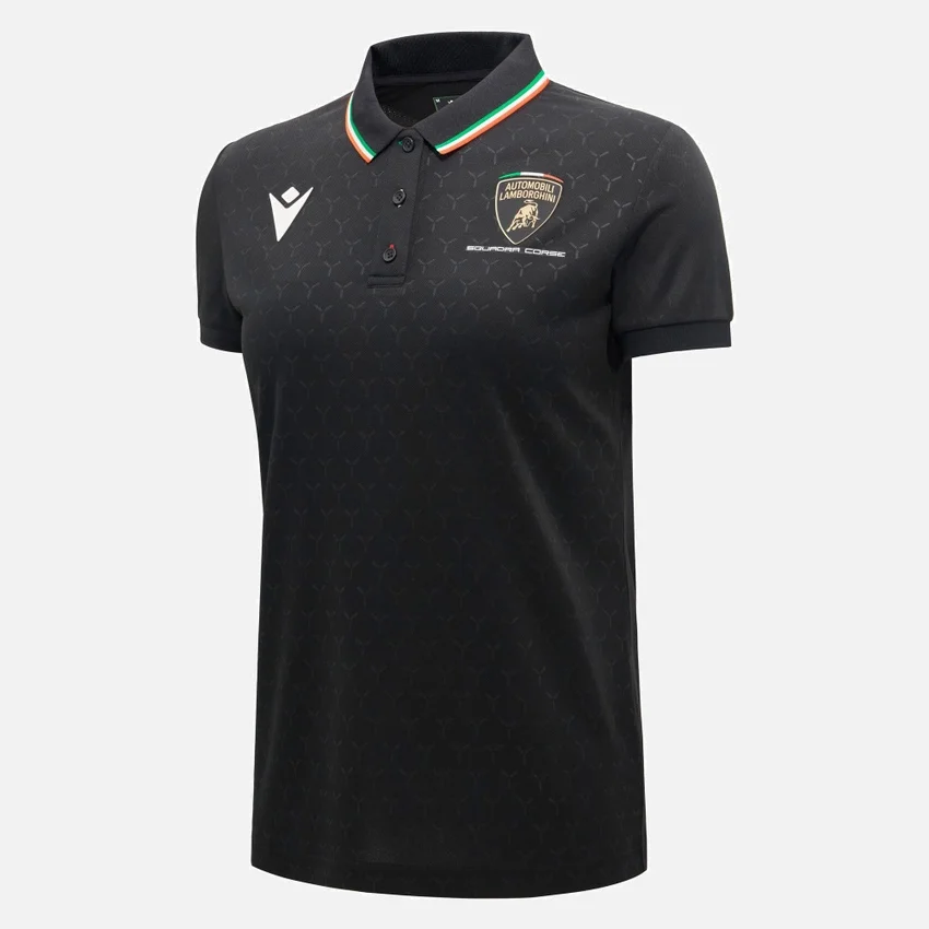 Automobili Lamborghini Squadra Corse Damen-Poloshirt in Schwarz Automobili Lamborghini Squadra Corse Damen-Poloshirt in Schwarz