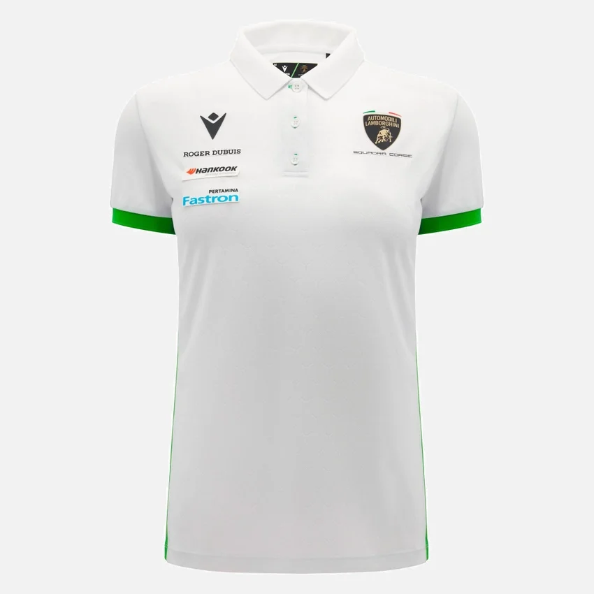 Automobili Lamborghini Squadra Corse Damen-Poloshirt in Weiß Automobili Lamborghini Squadra Corse Damen-Poloshirt in Weiß