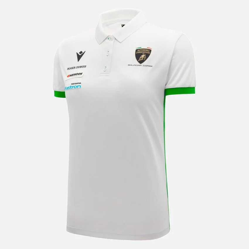 Automobili Lamborghini Squadra Corse Damen-Poloshirt in Weiß Automobili Lamborghini Squadra Corse Damen-Poloshirt in Weiß