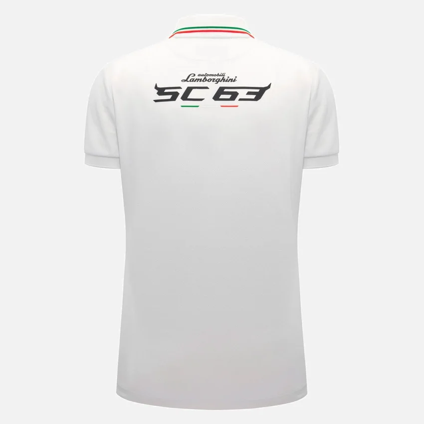 Automobili Lamborghini Squadra Corse Damen-Poloshirt in Weiß Automobili Lamborghini Squadra Corse Damen-Poloshirt in Weiß