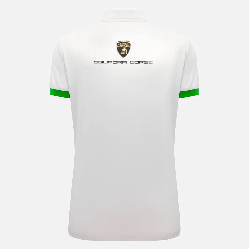 Automobili Lamborghini Squadra Corse Damen-Poloshirt in Weiß Automobili Lamborghini Squadra Corse Damen-Poloshirt in Weiß