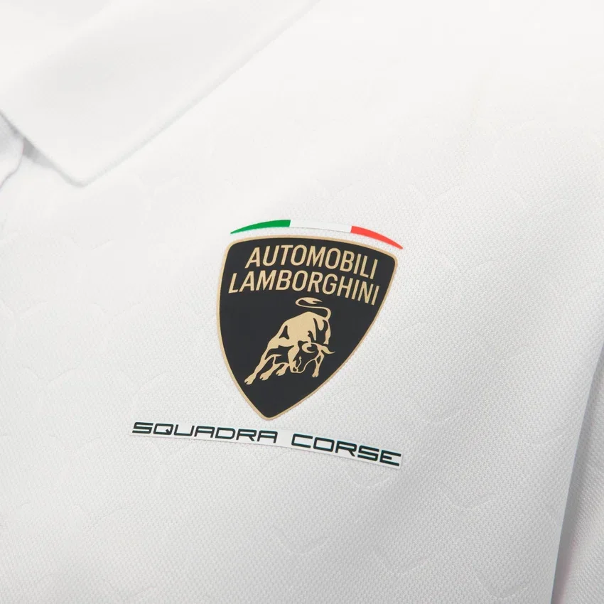 Automobili Lamborghini Squadra Corse Damen-Poloshirt in Weiß Automobili Lamborghini Squadra Corse Damen-Poloshirt in Weiß