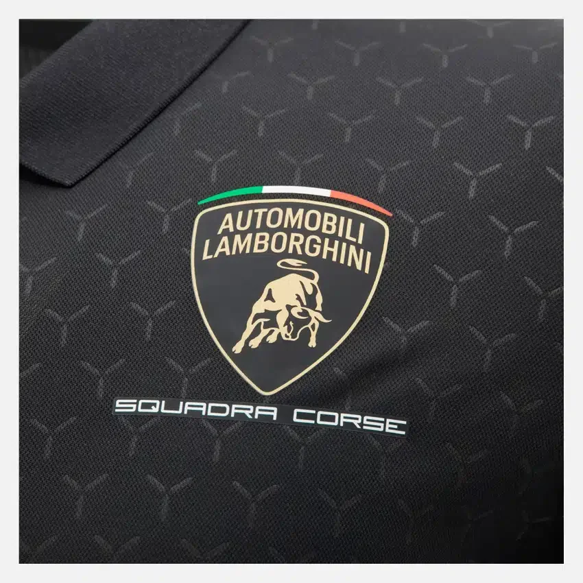 Automobili Lamborghini Squadra Corse Herren-Poloshirt in Schwarz Automobili Lamborghini Squadra Corse Herren-Poloshirt in Schwarz