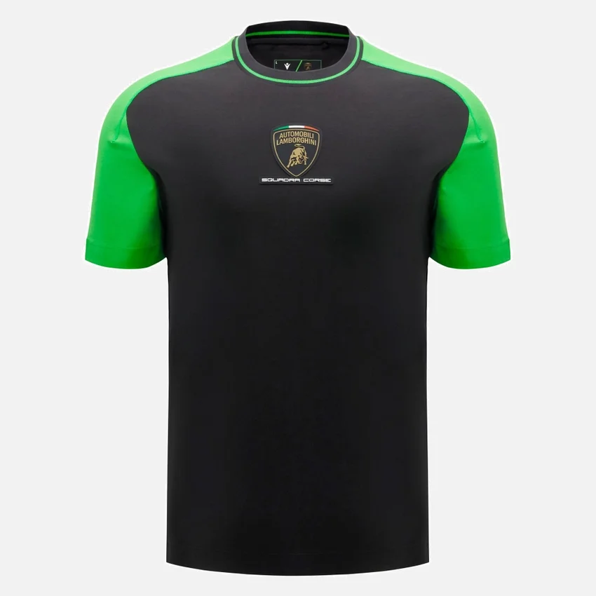 Automobili Lamborghini Squadra Corse Herren-Sport-T-Shirt in Schwarz Automobili Lamborghini Squadra Corse Herren-Sport-T-Shirt in Schwarz