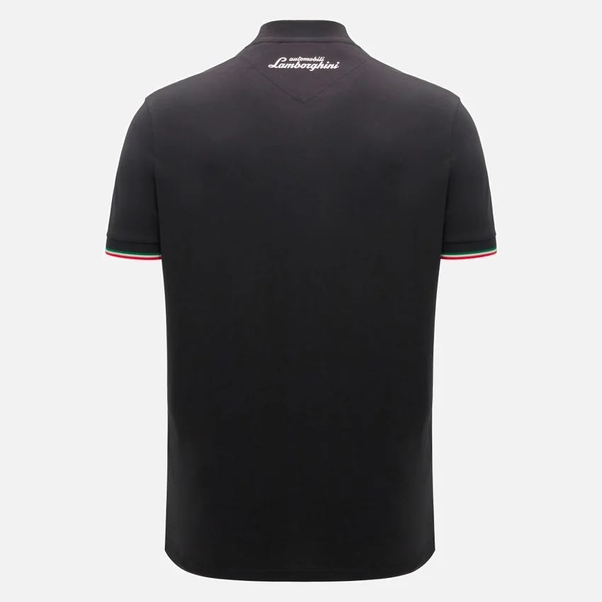 Automobili Lamborghini Squadra Corse Herren-T-Shirt in Schwarz und Tricolor Automobili Lamborghini Squadra Corse Herren-T-Shirt in Schwarz und Tricolor