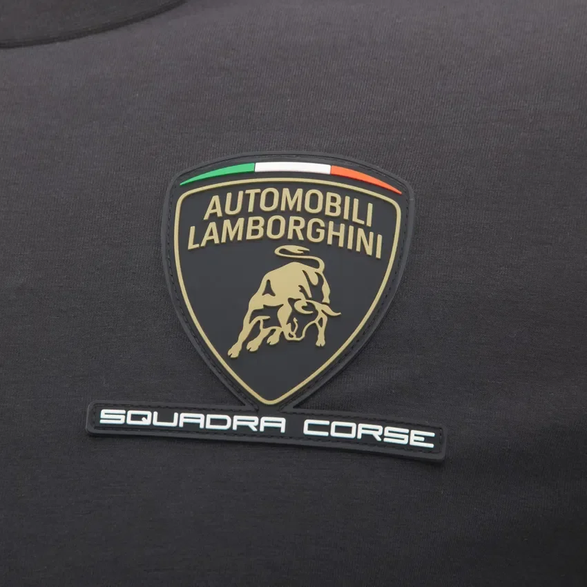Automobili Lamborghini Squadra Corse Herren-T-Shirt in Schwarz und Tricolor Automobili Lamborghini Squadra Corse Herren-T-Shirt in Schwarz und Tricolor