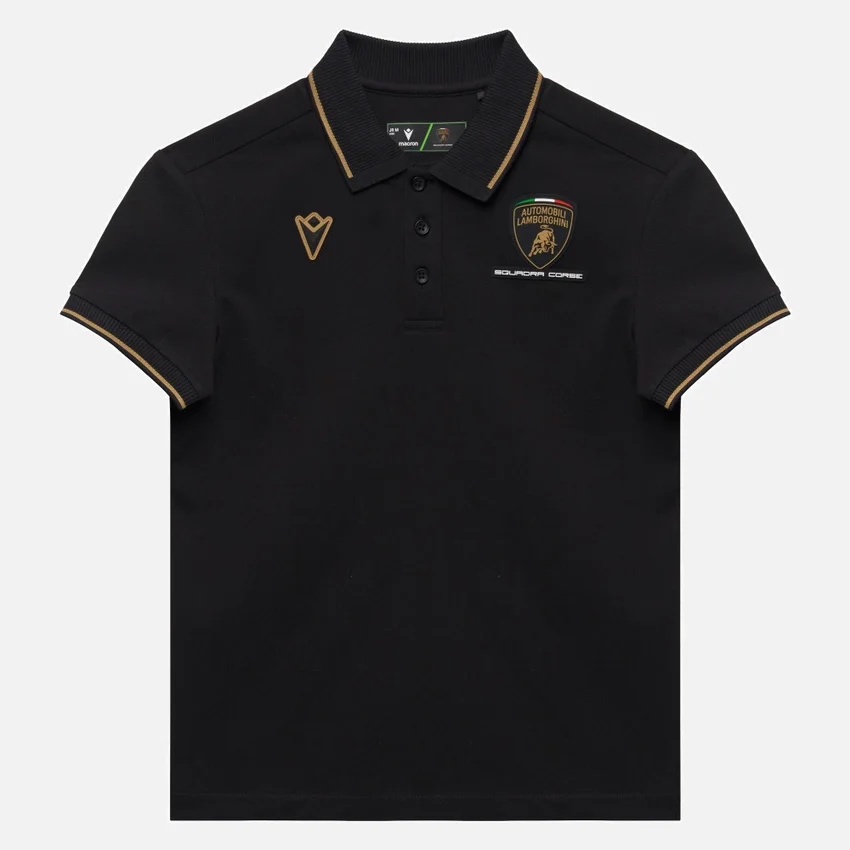 Automobili Lamborghini Squadra Corse Kinder-Poloshirt in Schwarz Automobili Lamborghini Squadra Corse Kinder-Poloshirt in Schwarz