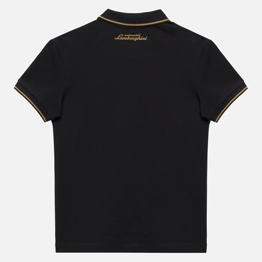 Automobili Lamborghini Squadra Corse Kinder-Poloshirt in Schwarz Automobili Lamborghini Squadra Corse Kinder-Poloshirt in Schwarz