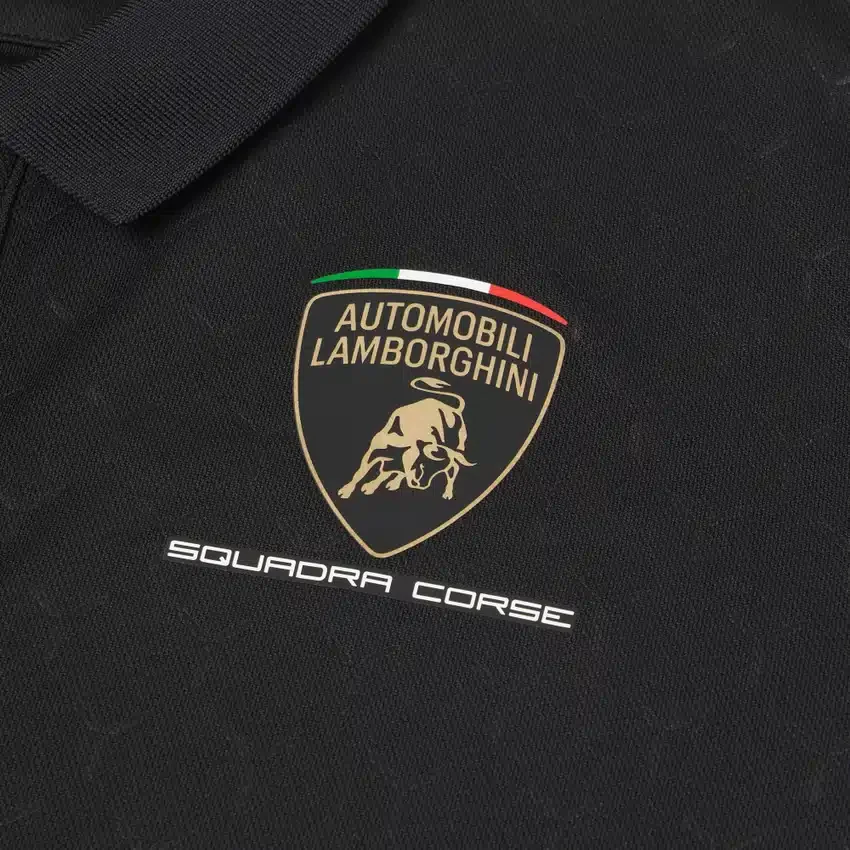 Automobili Lamborghini Squadra Corse Kinder-Poloshirt in Schwarz Automobili Lamborghini Squadra Corse Kinder-Poloshirt in Schwarz