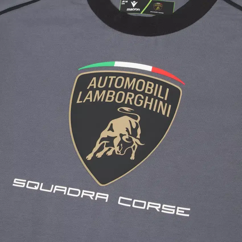 Automobili Lamborghini Squadra Corse Kinder-Sport-T-Shirt in Grau Automobili Lamborghini Squadra Corse Kinder-Sport-T-Shirt in Grau