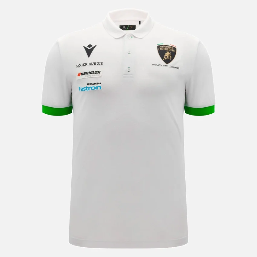 Automobili Lamborghini Squadra Corse Weißes Herren-Poloshirt Automobili Lamborghini Squadra Corse Weißes Herren-Poloshirt