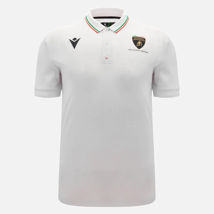 Automobili Lamborghini Squadra Corse Weißes Herren-Poloshirt Automobili Lamborghini Squadra Corse Weißes Herren-Poloshirt