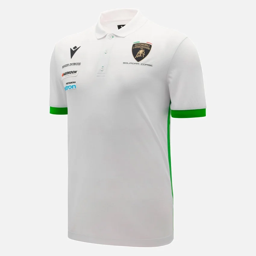 Automobili Lamborghini Squadra Corse Weißes Herren-Poloshirt Automobili Lamborghini Squadra Corse Weißes Herren-Poloshirt