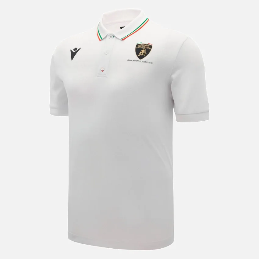 Automobili Lamborghini Squadra Corse Weißes Herren-Poloshirt Automobili Lamborghini Squadra Corse Weißes Herren-Poloshirt