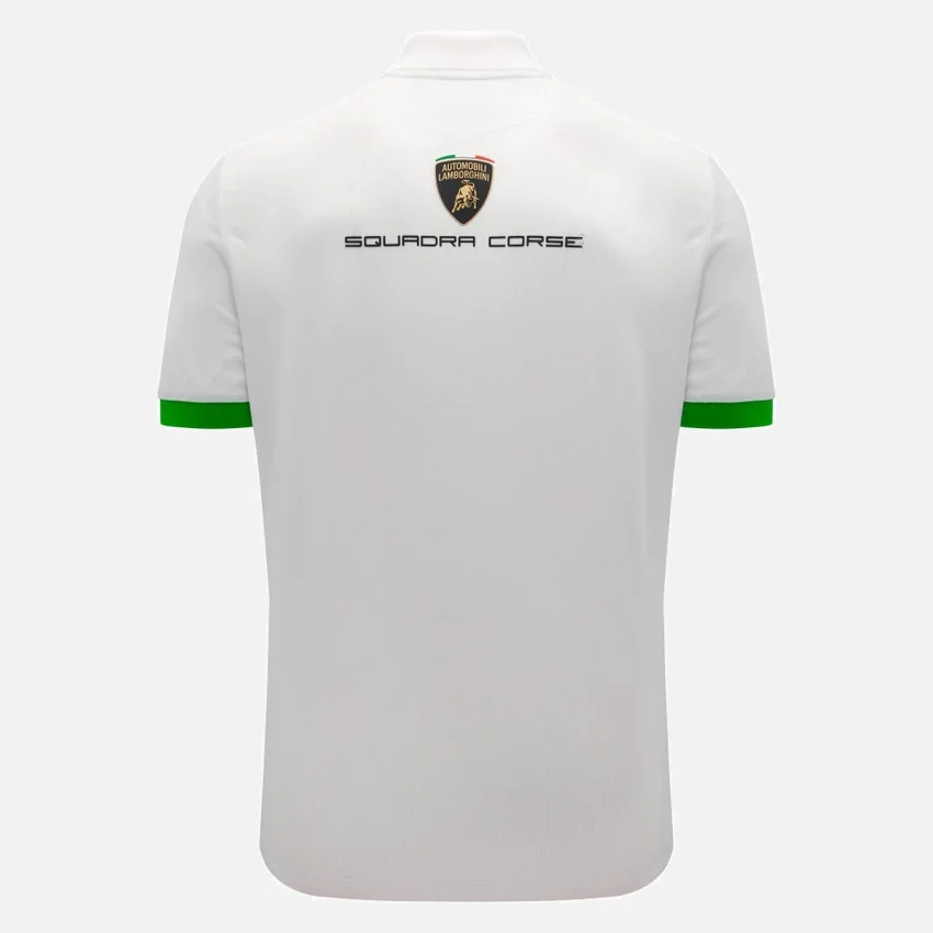 Automobili Lamborghini Squadra Corse Weißes Herren-Poloshirt Automobili Lamborghini Squadra Corse Weißes Herren-Poloshirt