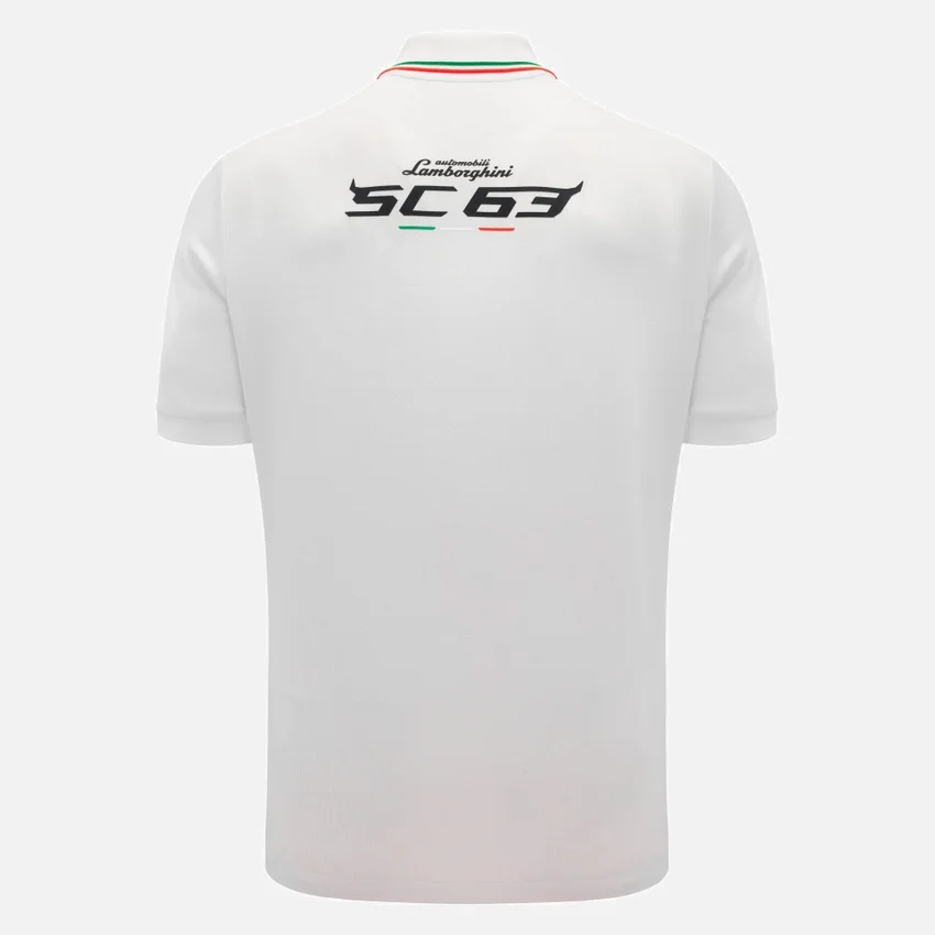 Automobili Lamborghini Squadra Corse Weißes Herren-Poloshirt Automobili Lamborghini Squadra Corse Weißes Herren-Poloshirt
