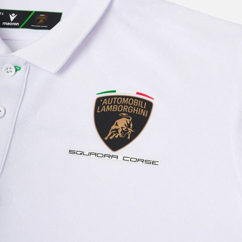 Automobili Lamborghini Squadra Corse Weißes Kinder-Poloshirt Automobili Lamborghini Squadra Corse Weißes Kinder-Poloshirt