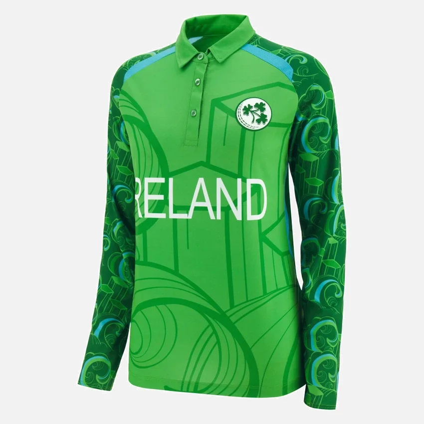 Irland Cricket Team 2026/28 T-20 Damen-Langarm-Spielhemd Irland Cricket Team 2026/28 T-20 Damen-Langarm-Spielhemd
