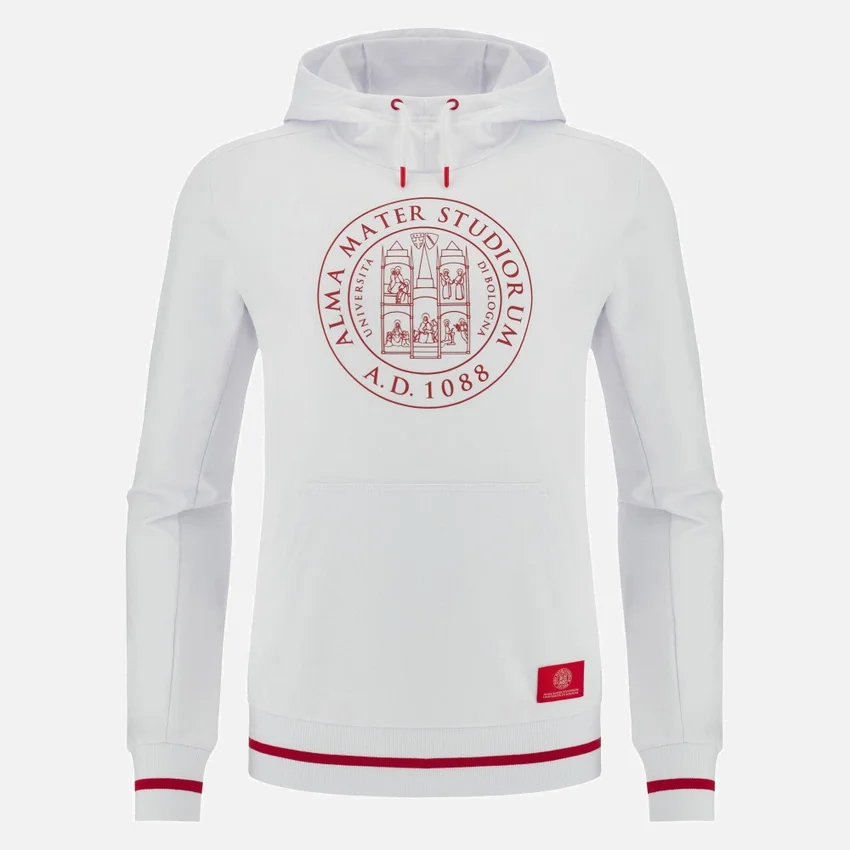 Unibo-Kollektion: Weißer Hoodie mit gebürsteter Innenseite für Senioren Unibo-Kollektion: Weißer Hoodie mit gebürsteter Innenseite für Senioren