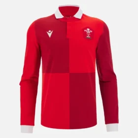 Welsh Rugby 2025/26 Heim-Hemd aus Baumwolle mit langen Ärmlingen